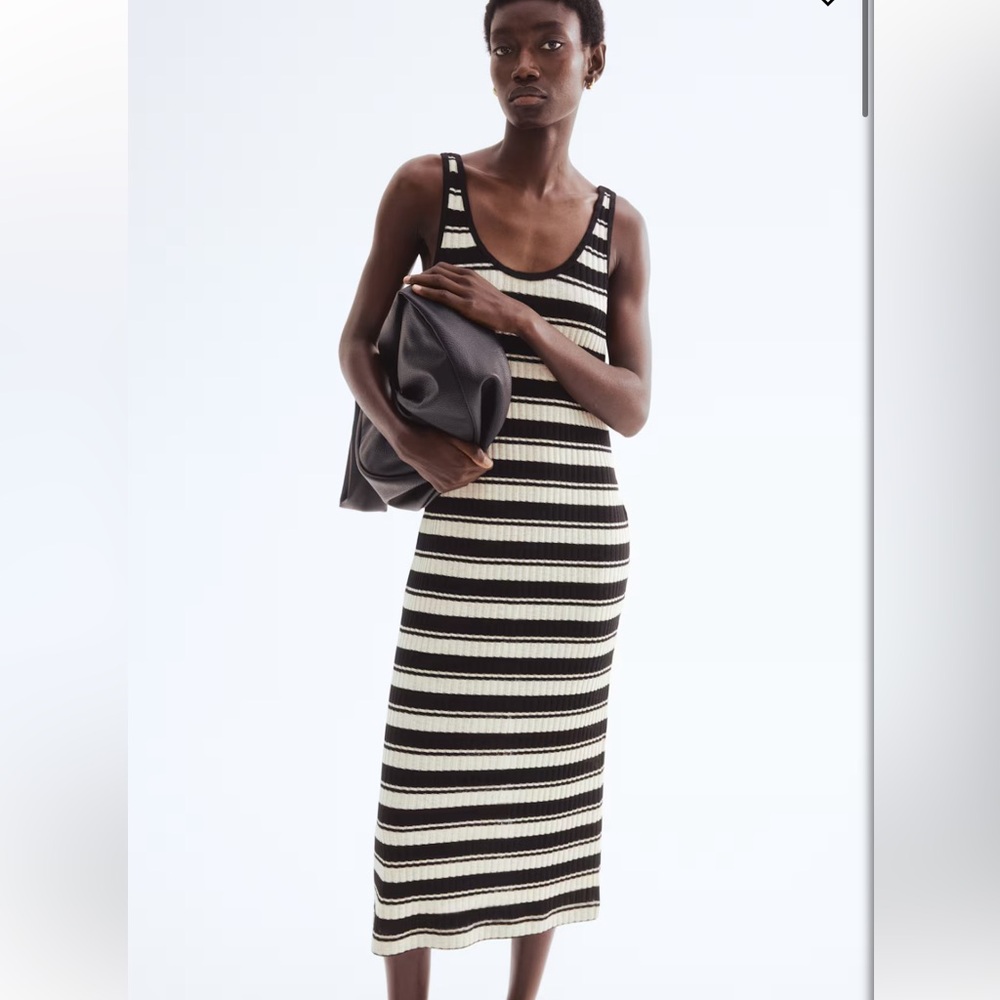 Striped Black and Cream Knit Dress